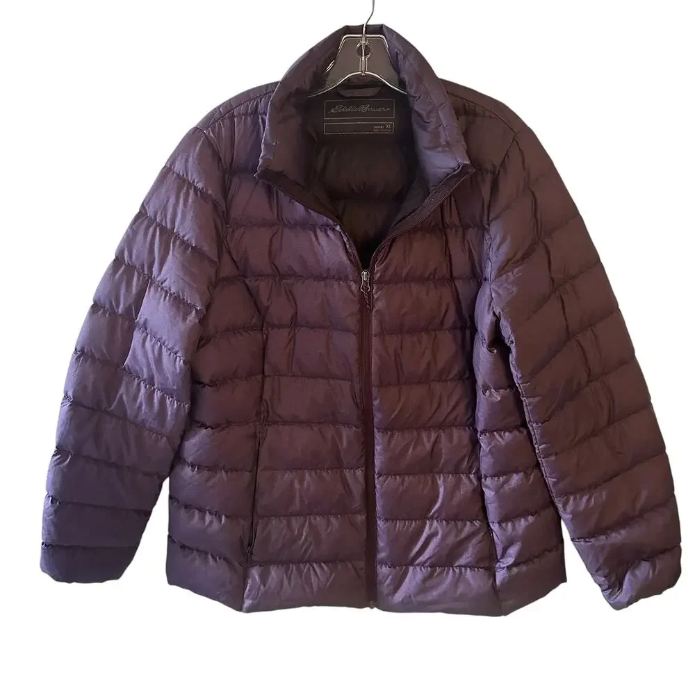 Eddie Bauer Down Coat Womens Size 1X Purple Quilted Ski Winter Outdoor Jacket